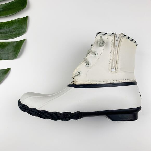 Sperry Duck Boots Saltwater Bionic Rain Outdoors Off White Sustainable Women's 7 - Picture 9 of 13
